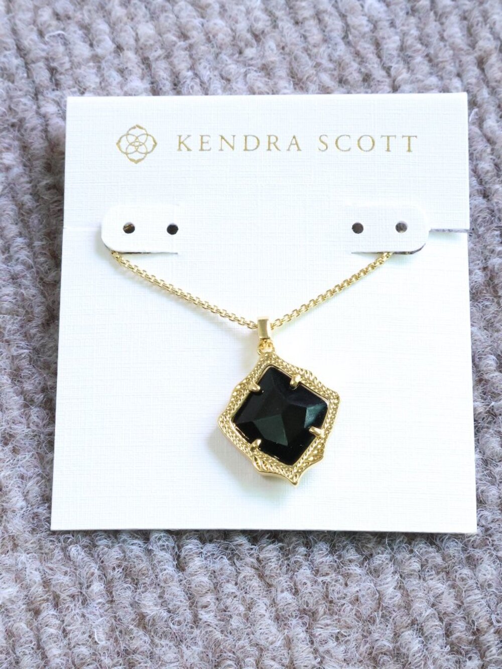 Kendra Scott Kacey Gold Black Opaque Glass Pendant Necklace